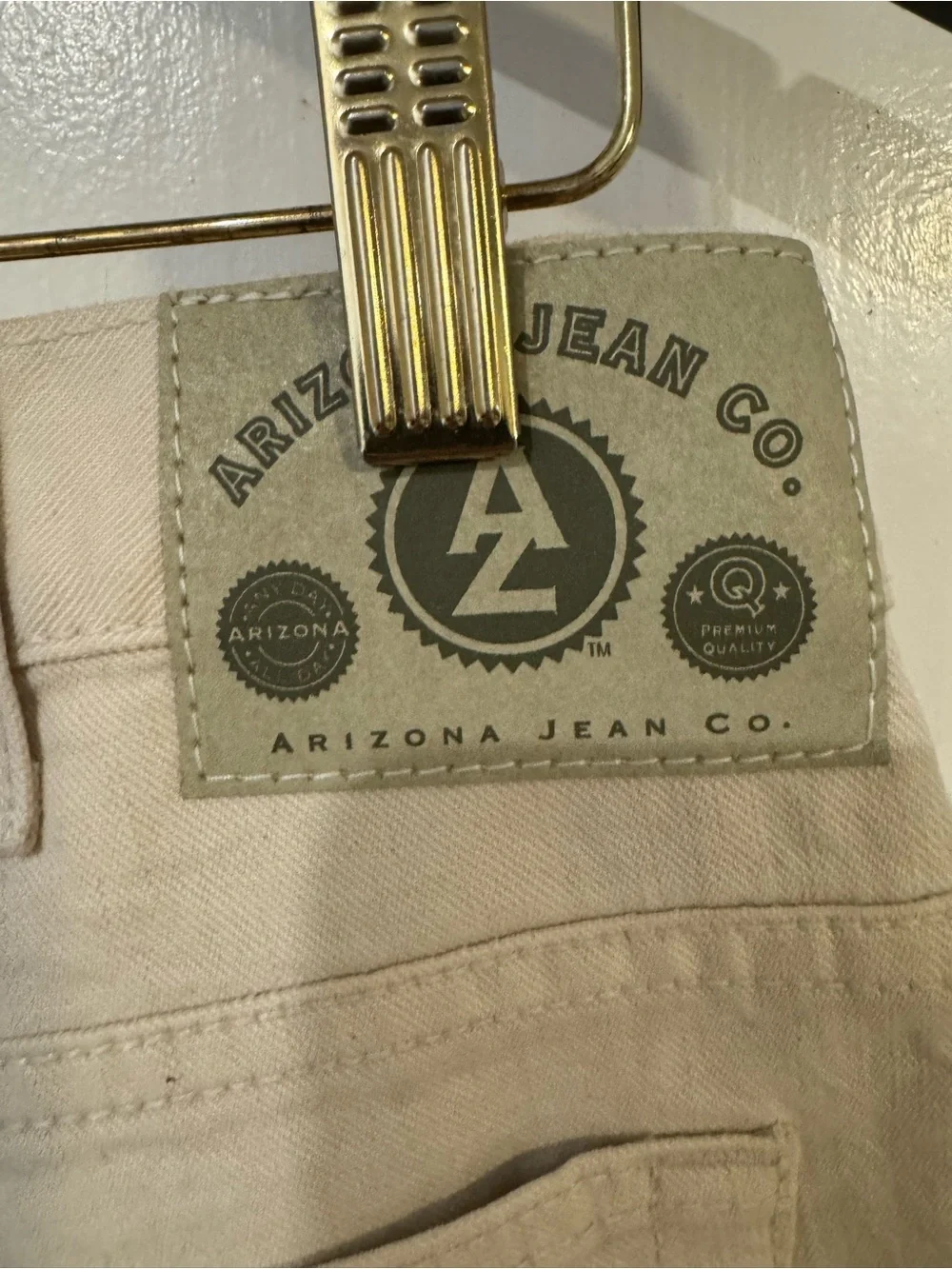 Arizona Jean Co Loose Fit Jeans Mens 34x34 Khaki Beige 100% Cotton Straight Leg